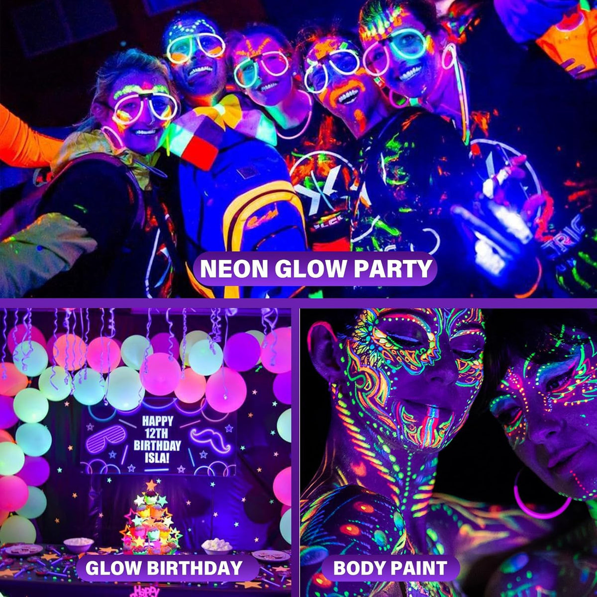 Rechargeable 395nm UV Black Light for Neon Glow Parties and Fluorescent Effects