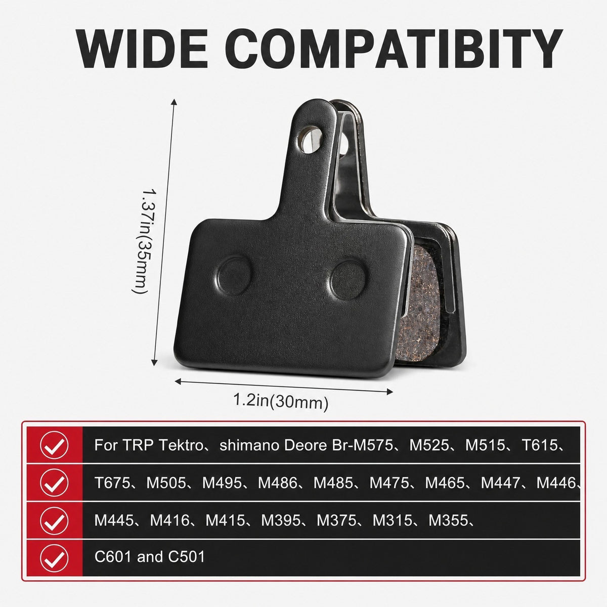 MTB Disc Brake Pads Set Resin & Semi-Metallic Quiet Brake Pads with Installation Kit
