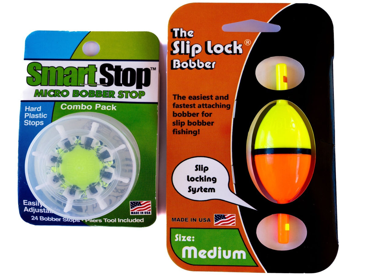 Fishing Slip Bobber & Micro Stop Combo Pack - Adjustable Depth Tackle System