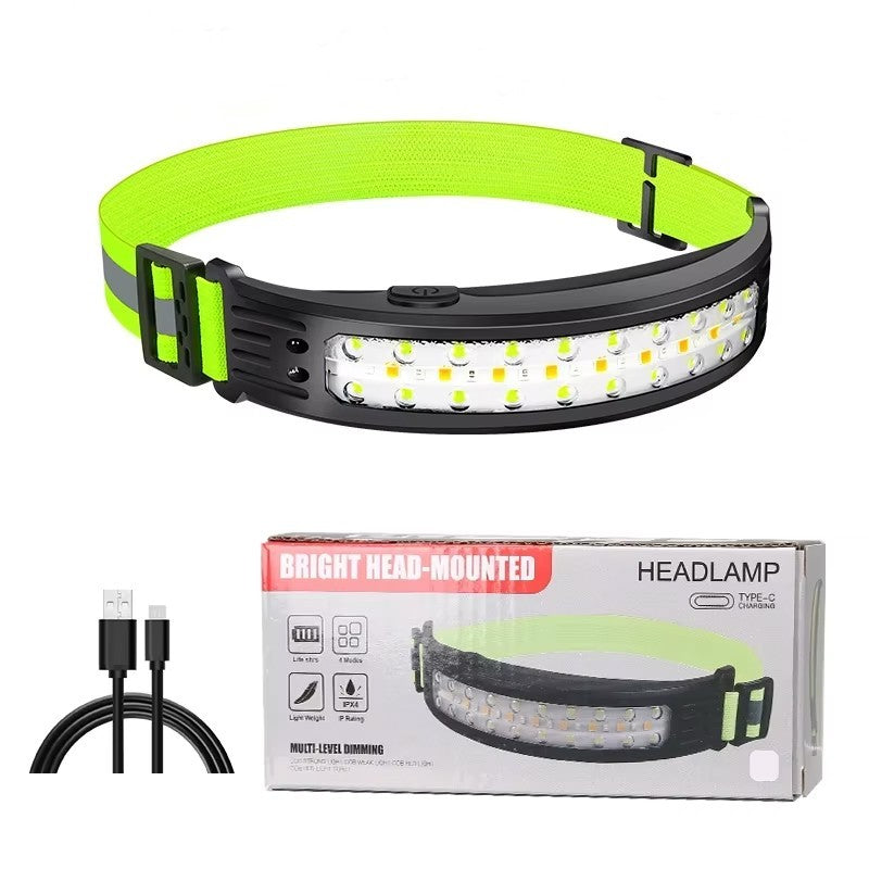 Rechargeable LED Headlamp with Wide 210° Lighting, Waterproof & Sensor Control