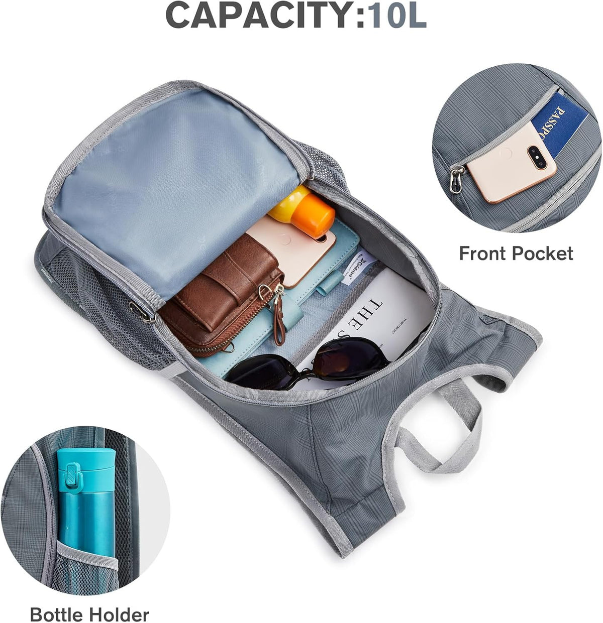 Lightweight Packable Hiking Backpack 10L/15L Travel Daypack