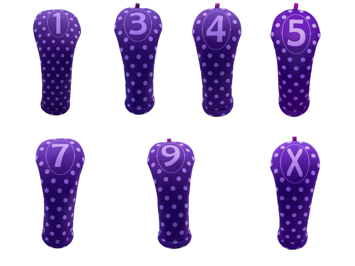 Women's Golf Club Headcover with Purple Polka Dots - Multiple Sizes & Clubs