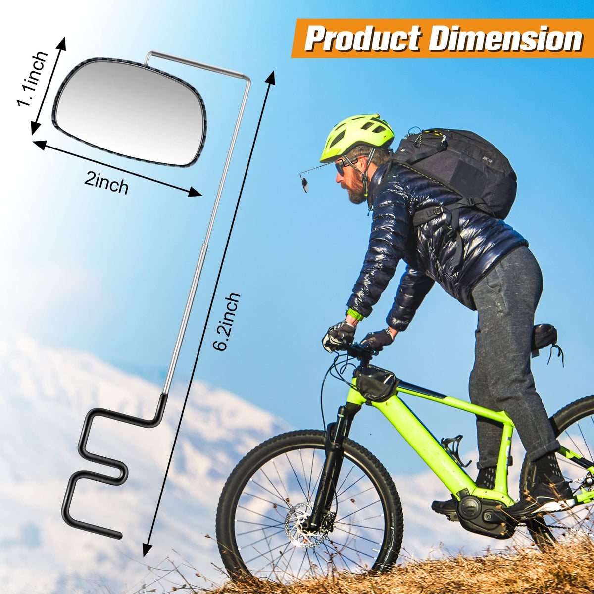 Adjustable Bicycle Rear View Mirror 2 Pack for Helmet & Glasses Cycling