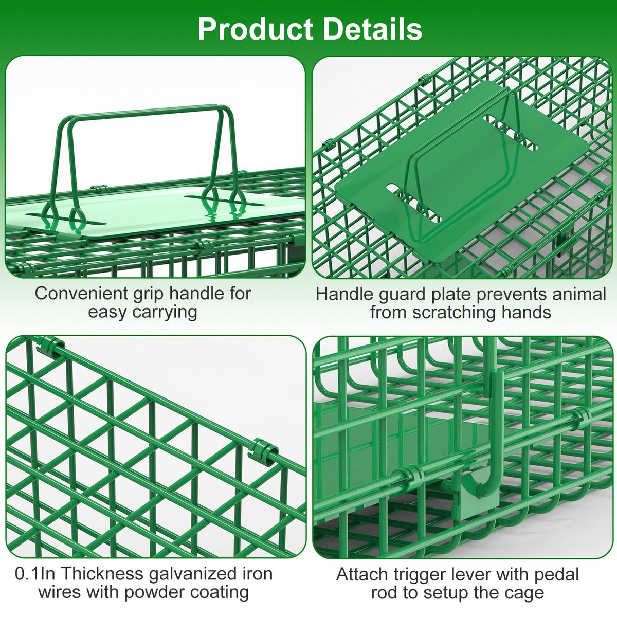 Heavy Duty Humane Animal Cage Trap for Raccoons Cats & Wildlife