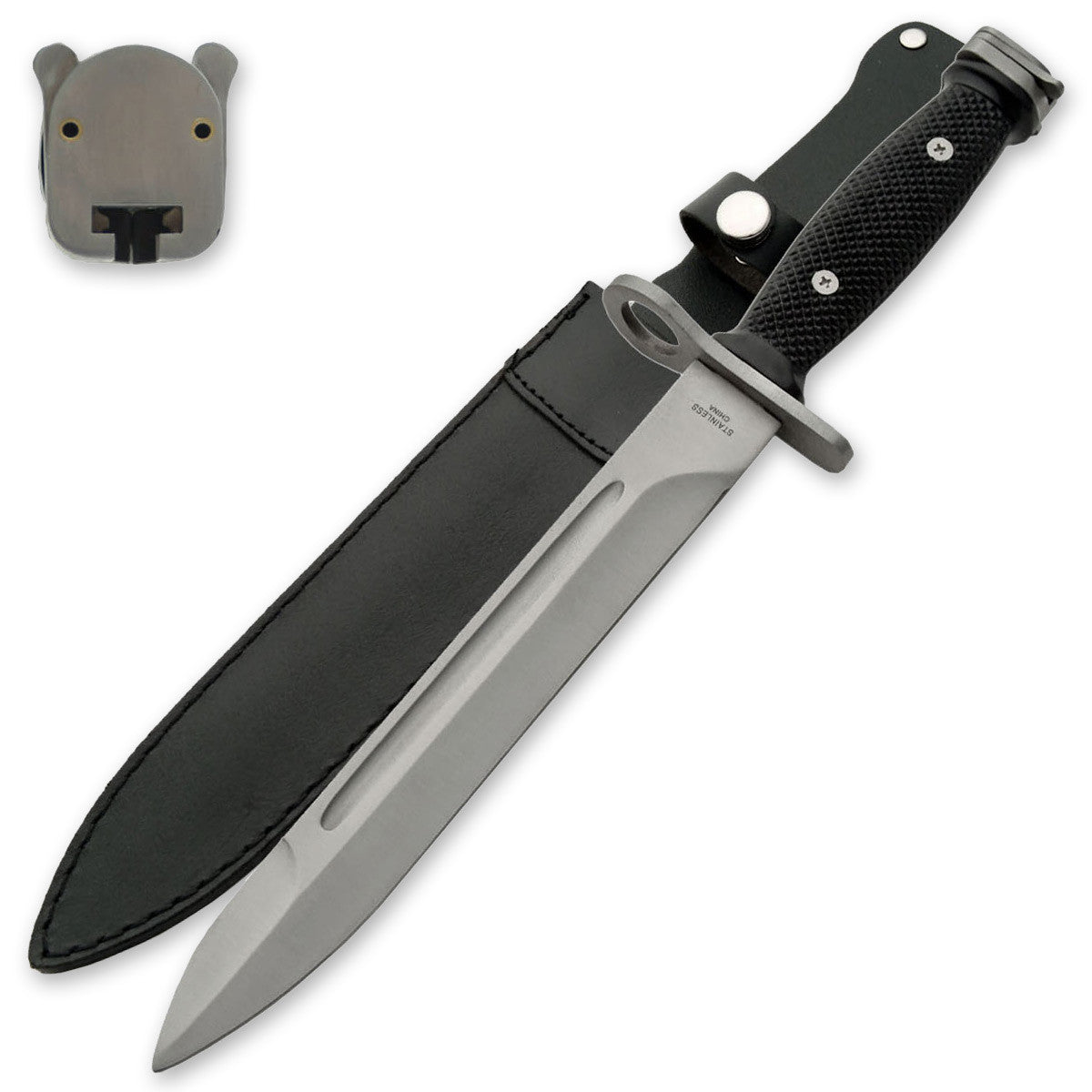 14-Inch Stainless Steel Fixed Tactical Knife with Sheath
