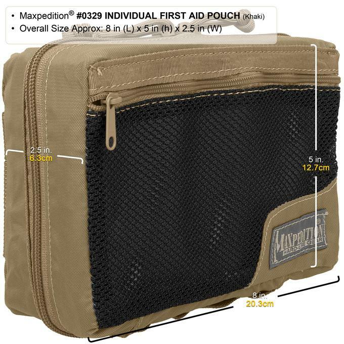 Maxpedition Khaki Nylon First Aid Pouch with Mesh Organizer - Compact Medical Kit