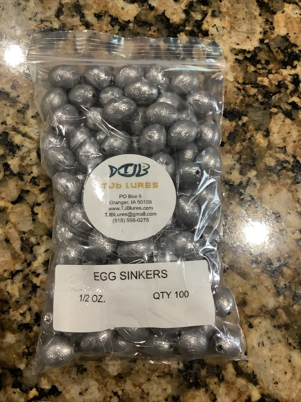 100 Half-Oz Lead Egg Fishing Sinkers - Slip Sinker Weights, Free Shipping