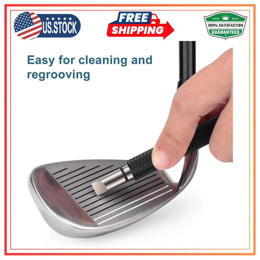 Golf Club Groove Sharpener Tool for U and V Grooves - Durable Metal Cleaner