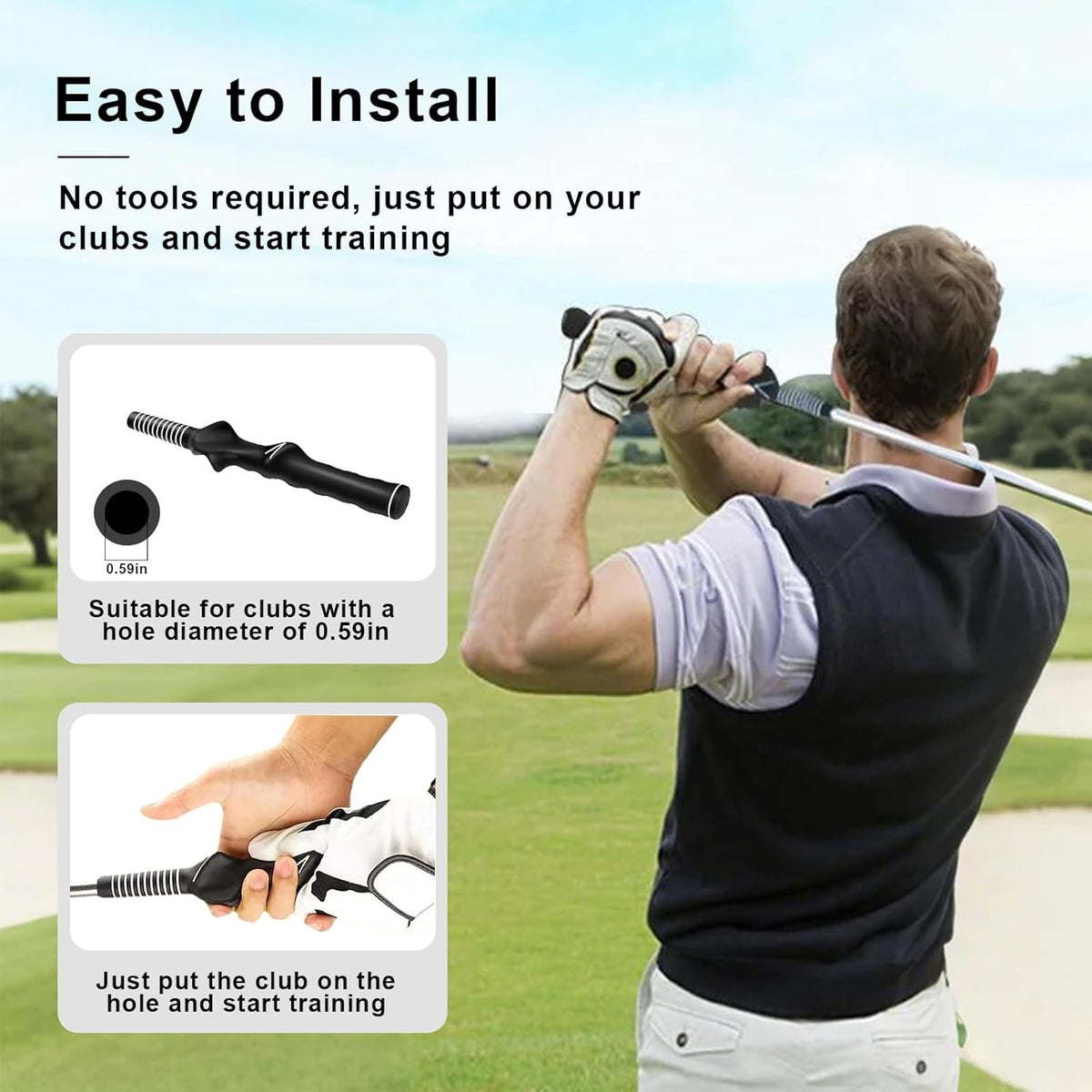 Right-Hand Golf Swing Trainer Grip - Teaching Aid for Beginners