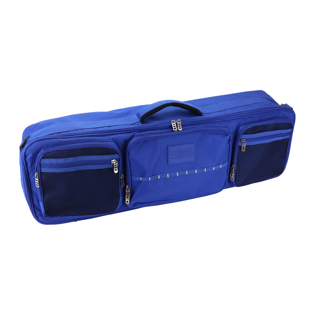 Large Fishing Rod Travel Bag with Dividers for 4 Rods, Tackle & Gear - Blue