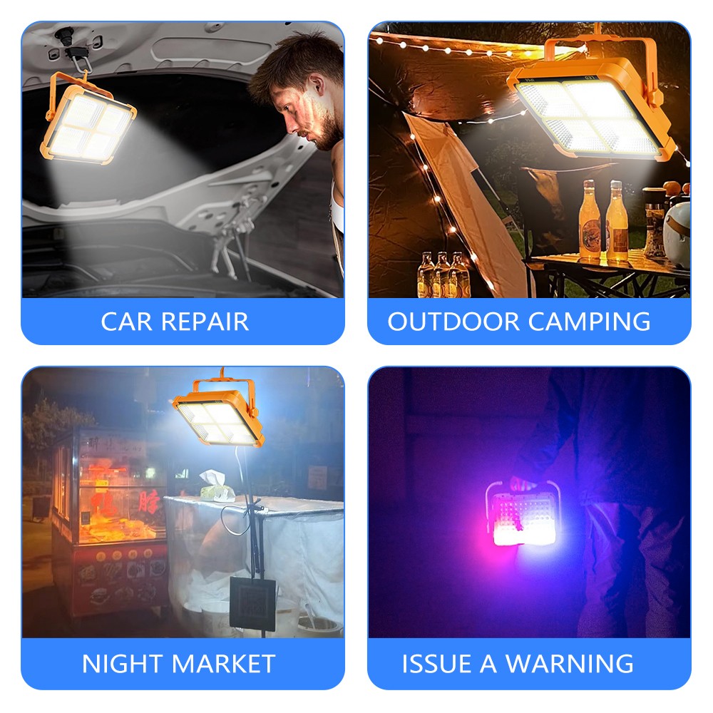 Rechargeable LED Camping Flood Light with Solar & USB Power Bank