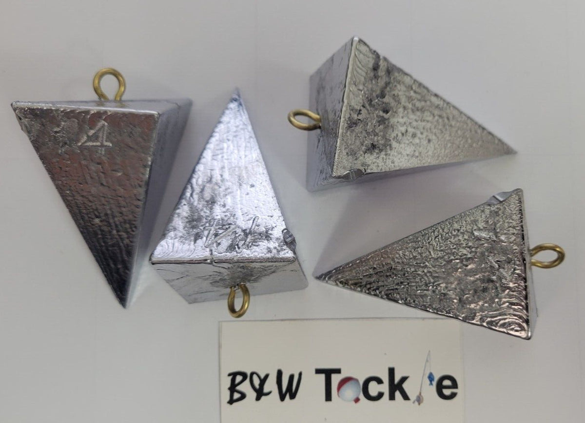 10 Pyramidal Lead Fishing Sinkers 14 OZ with Brass Eyes - Handmade in USA