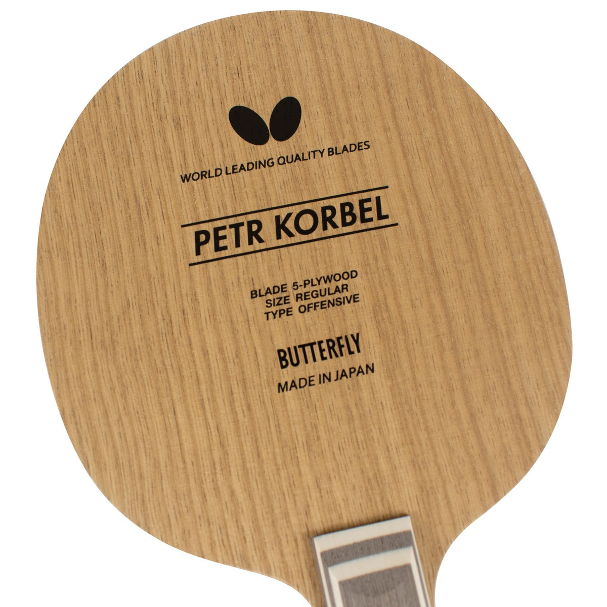 Butterfly Petr Korbel Table Tennis Blade - 5 Ply Wood, Flared Handle (Size/Style Variants)