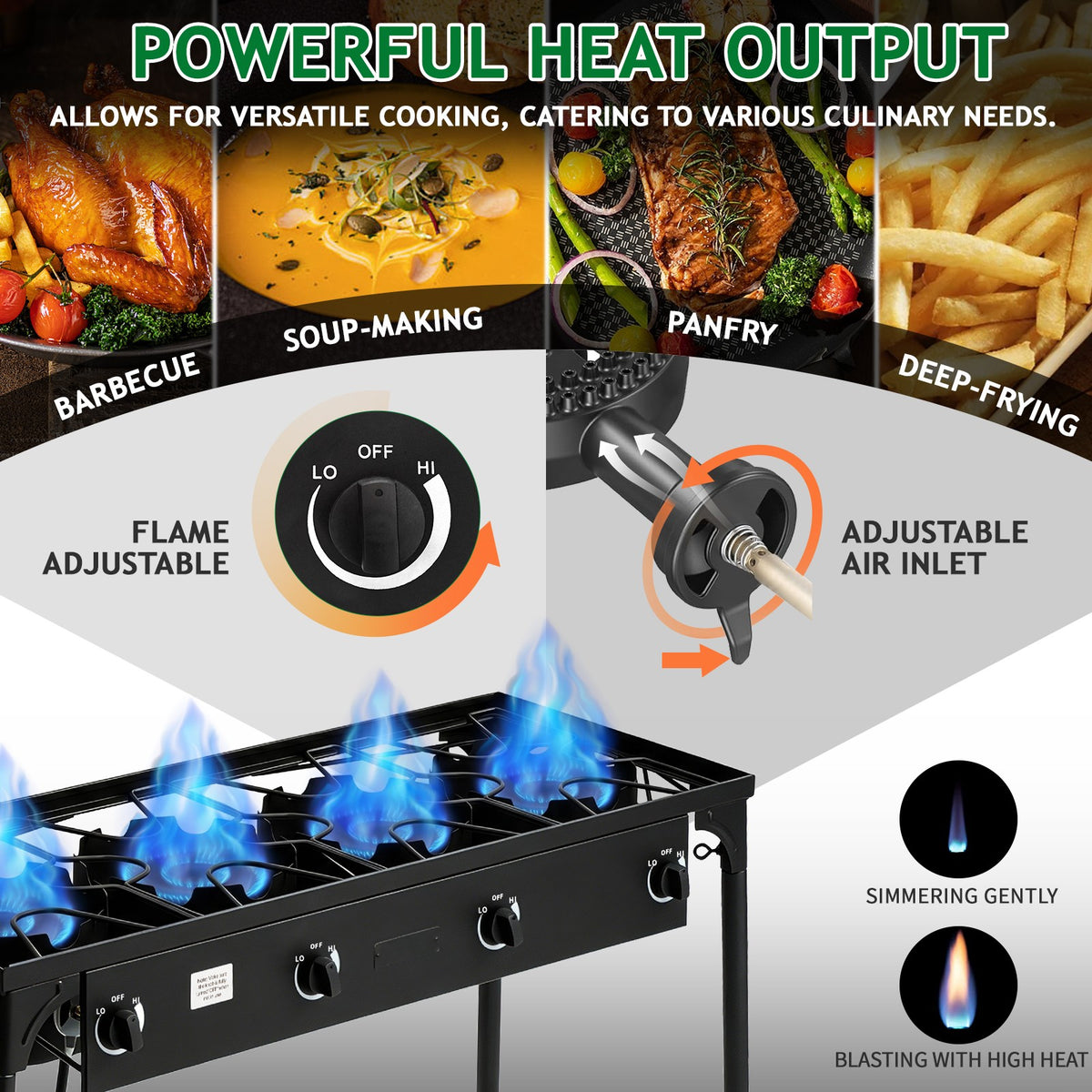 Portable Propane Burner Stove with 1-4 Gas Burners for Outdoor Cooking and Camping