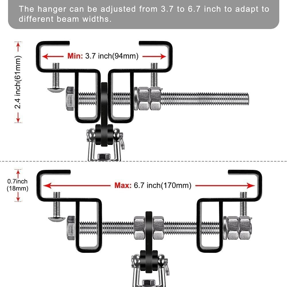 Heavy Bag Hanger for I Beam - Adjustable Steel Mount Supports Up to 900 LBS