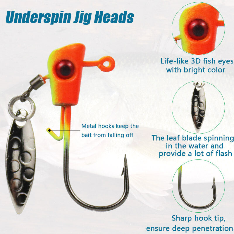 20Pcs Underspin Shad Jig Heads for Freshwater & Saltwater Fishing