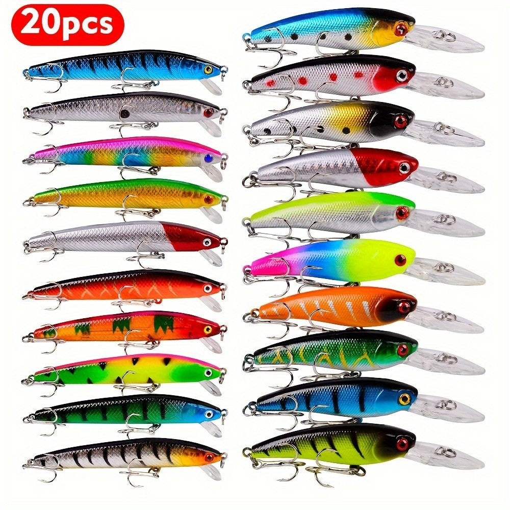 20pcs Hard Fishing Lure Set Minnow Crankbait Baits for Trout Bass Salmon