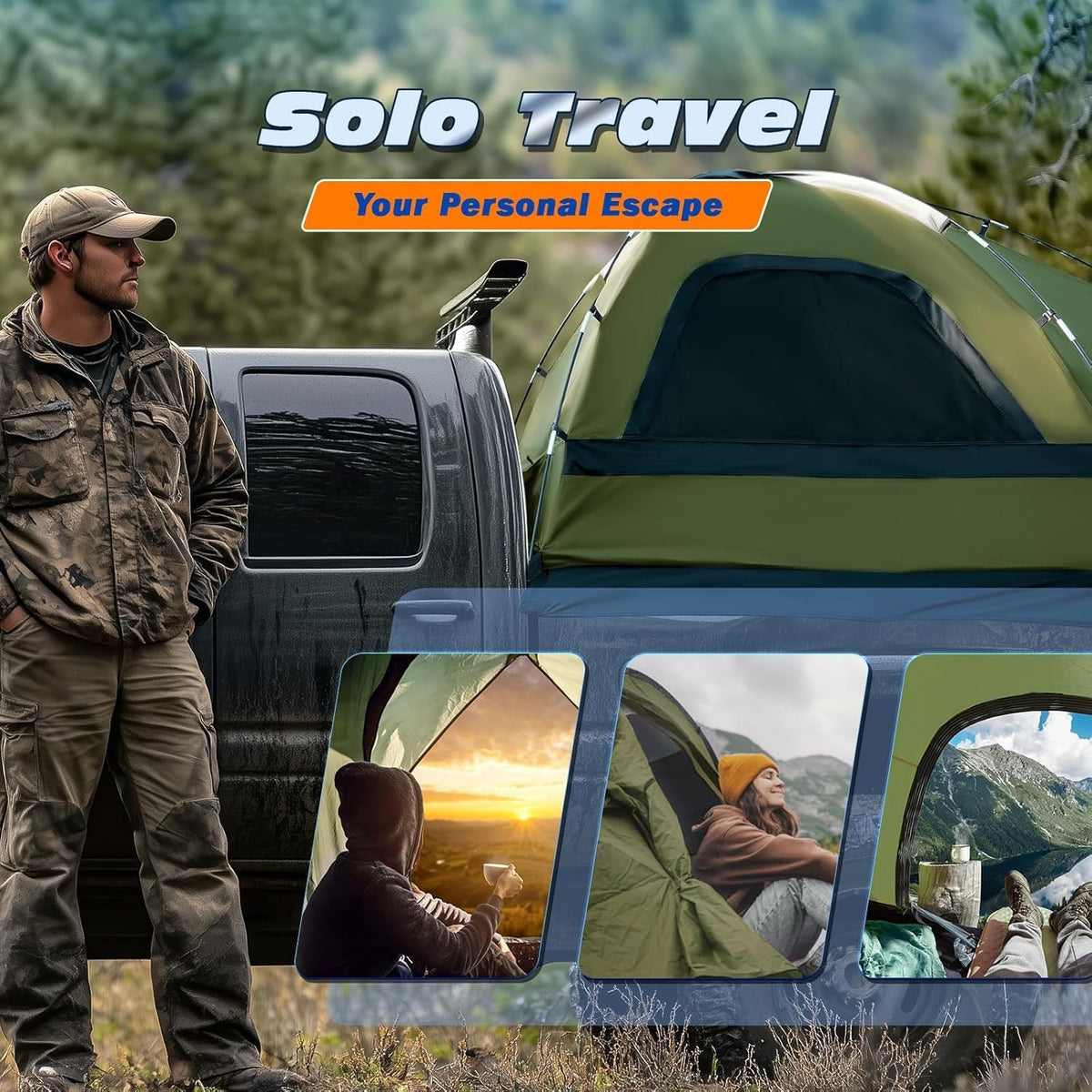 Waterproof Truck Bed Tent for Pickup Trucks 5-5.4 ft Camping Gear