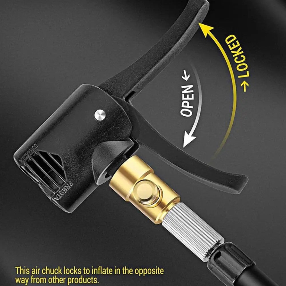 Locking Presta Schrader Bike Tire Air Chuck with 1/4" Nozzle - Dual Head Pump Accessory