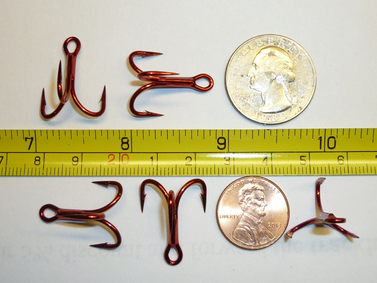 Treble Fishing Hooks 4X Strong O'Shaugnessy Tin-Red Bulk 100 Pack