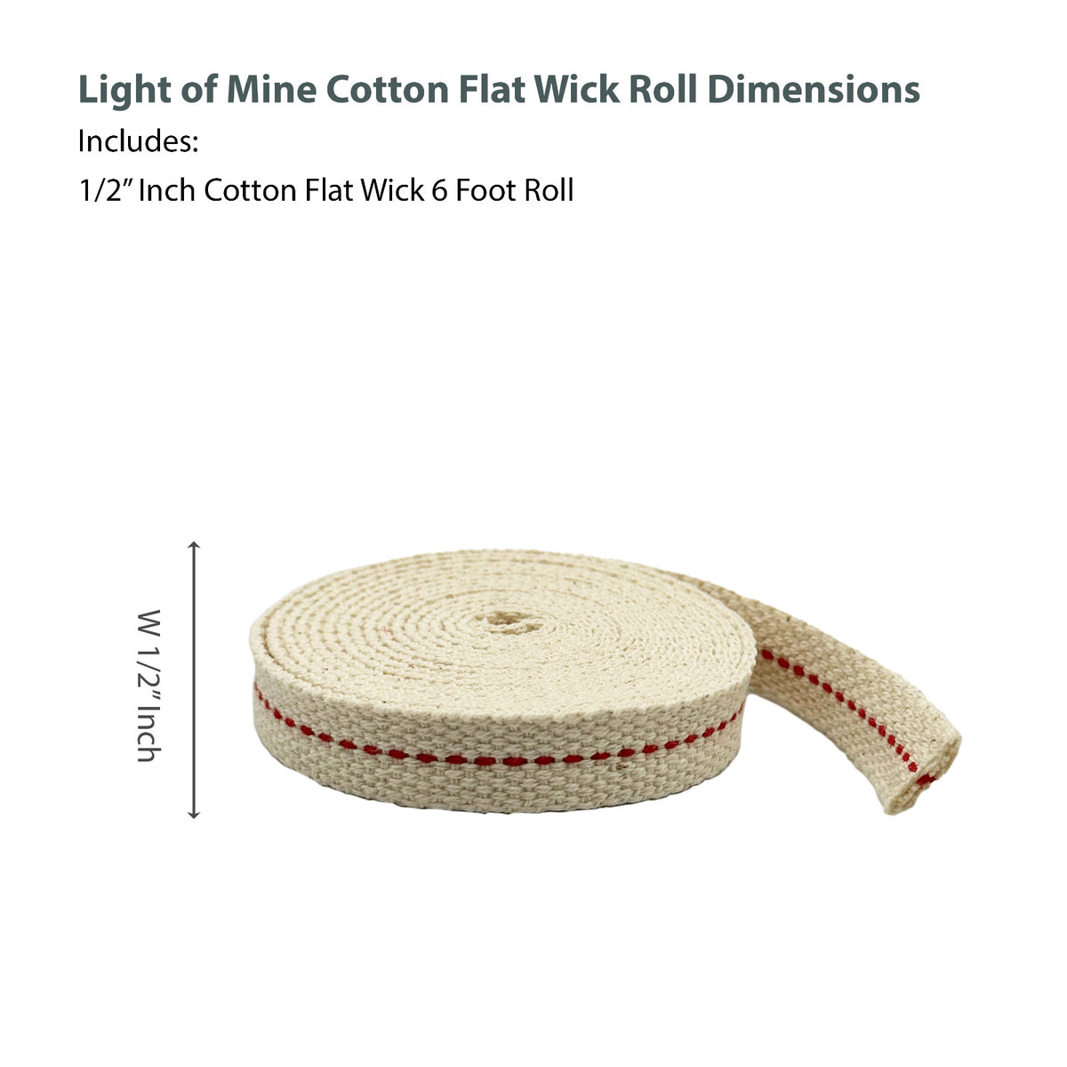 Cotton Wick for Oil Lamps - 1/2 Inch, 6 Feet, Paraffin & Kerosene Use