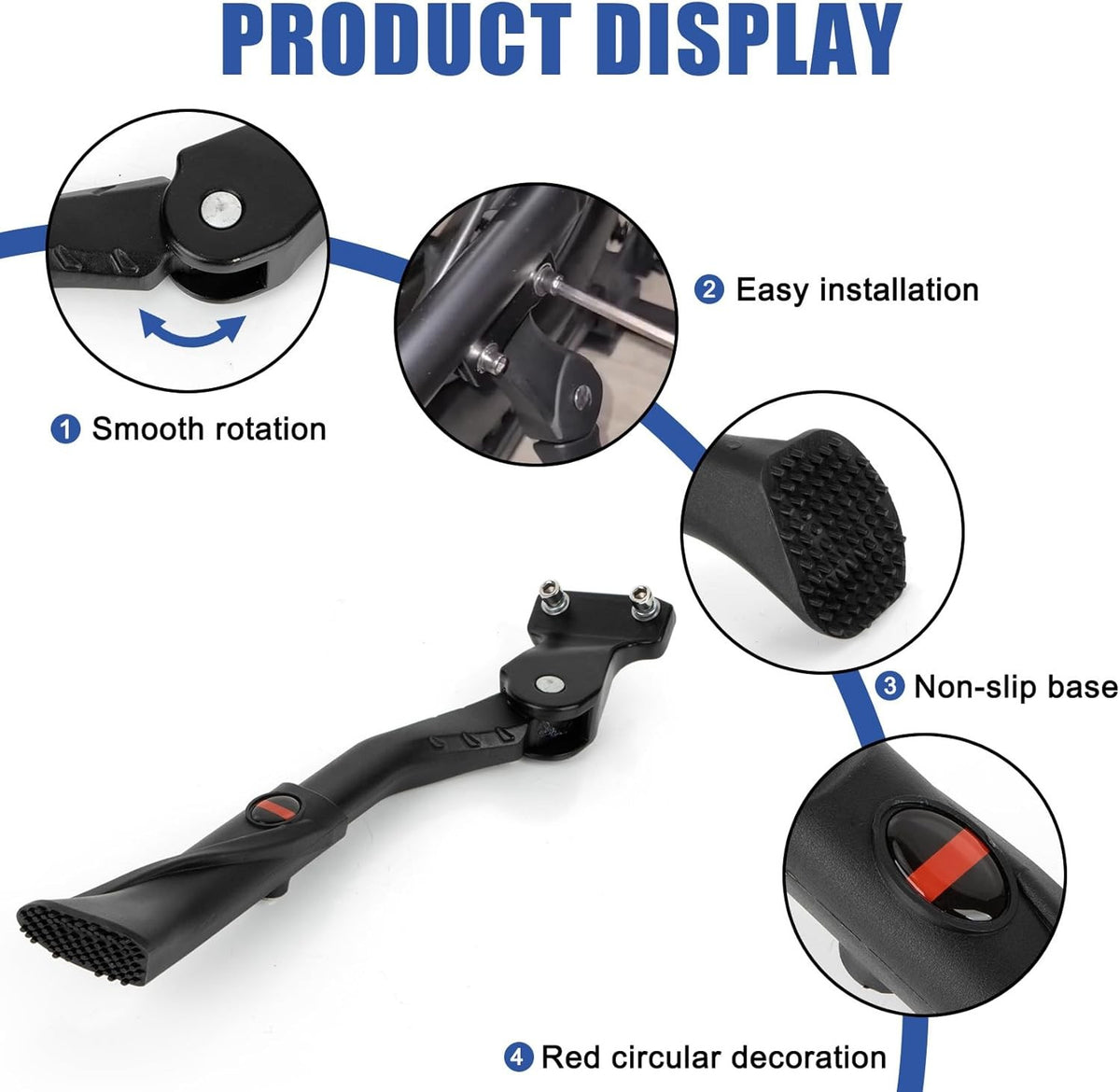 Adjustable Bike Kickstand for 24-29 Inch Mountain & E-Bikes with Double Holes