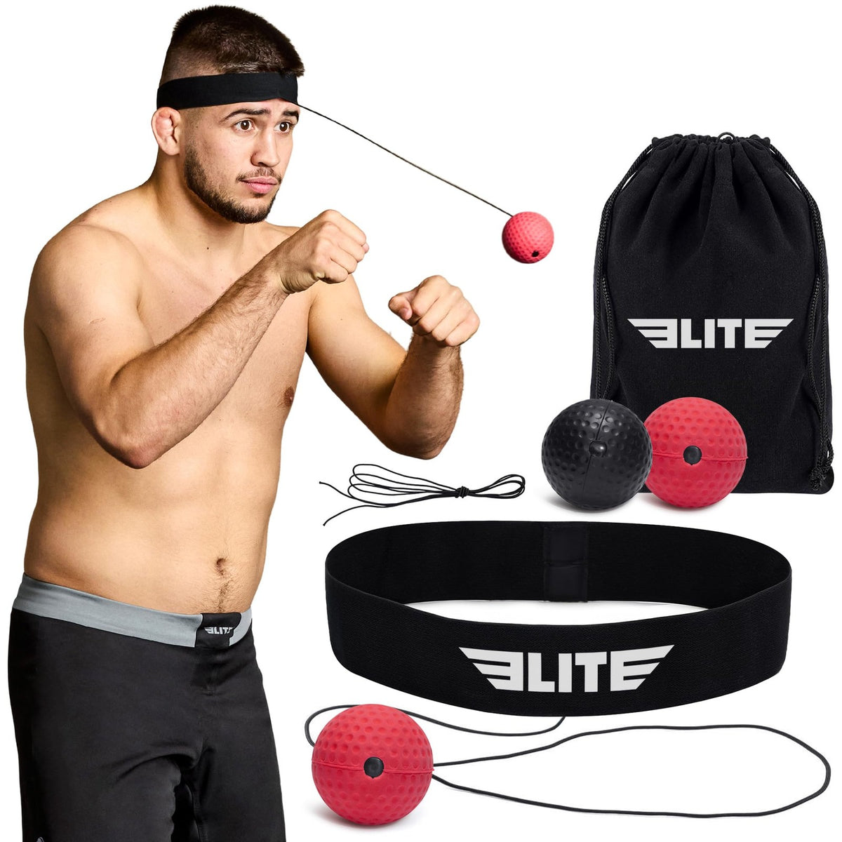 Reflex Ball Trainer for Boxing MMA BJJ - Adjustable Headband & 2 Detachable Balls