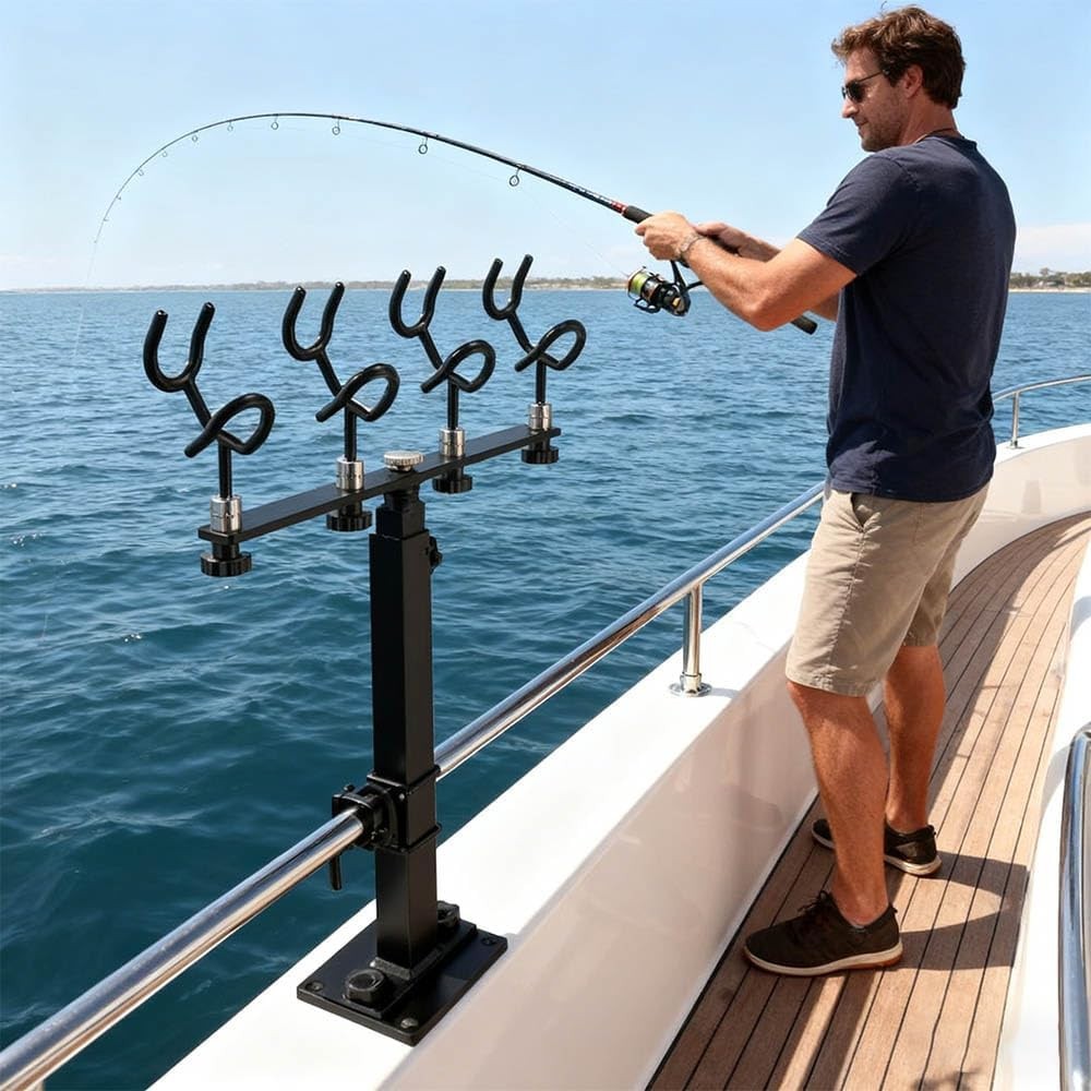 Fishing Rod Holder Rack for Trolling & Catfish - Holds Up to 4 Rods