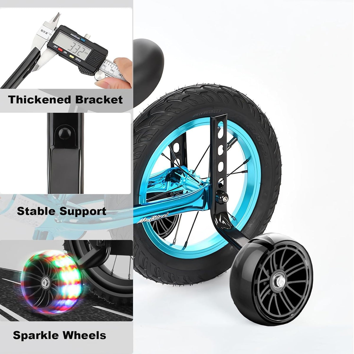 Bike Training Wheels for Kids - Stable Support for 12-20 Inch Bicycles