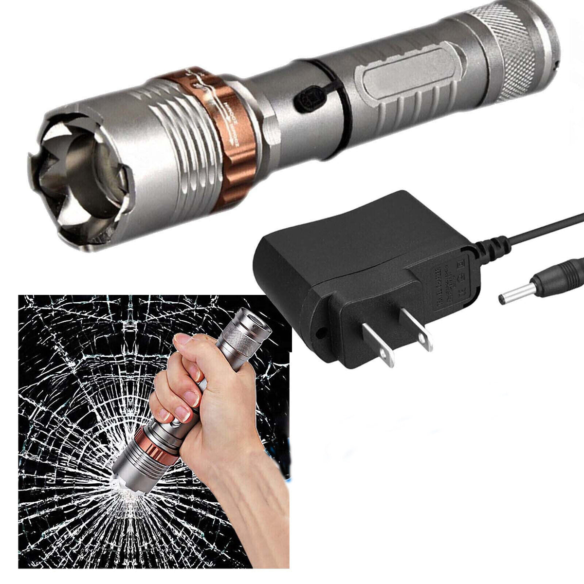 Rechargeable LED Tactical Flashlight 100M Waterproof Work Light 5 Modes