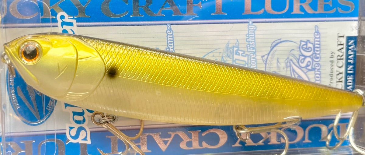 Inshore Saltwater Fishing Lure - Topwater Walking Bait, Golden Shiner 5"