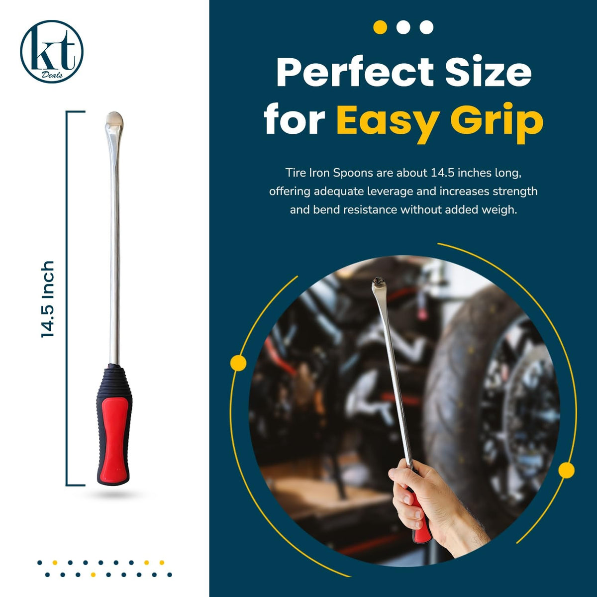 14.5 Inch Motorcycle Tire Iron Set - Heavy Duty Tire Levers & Pry Bar