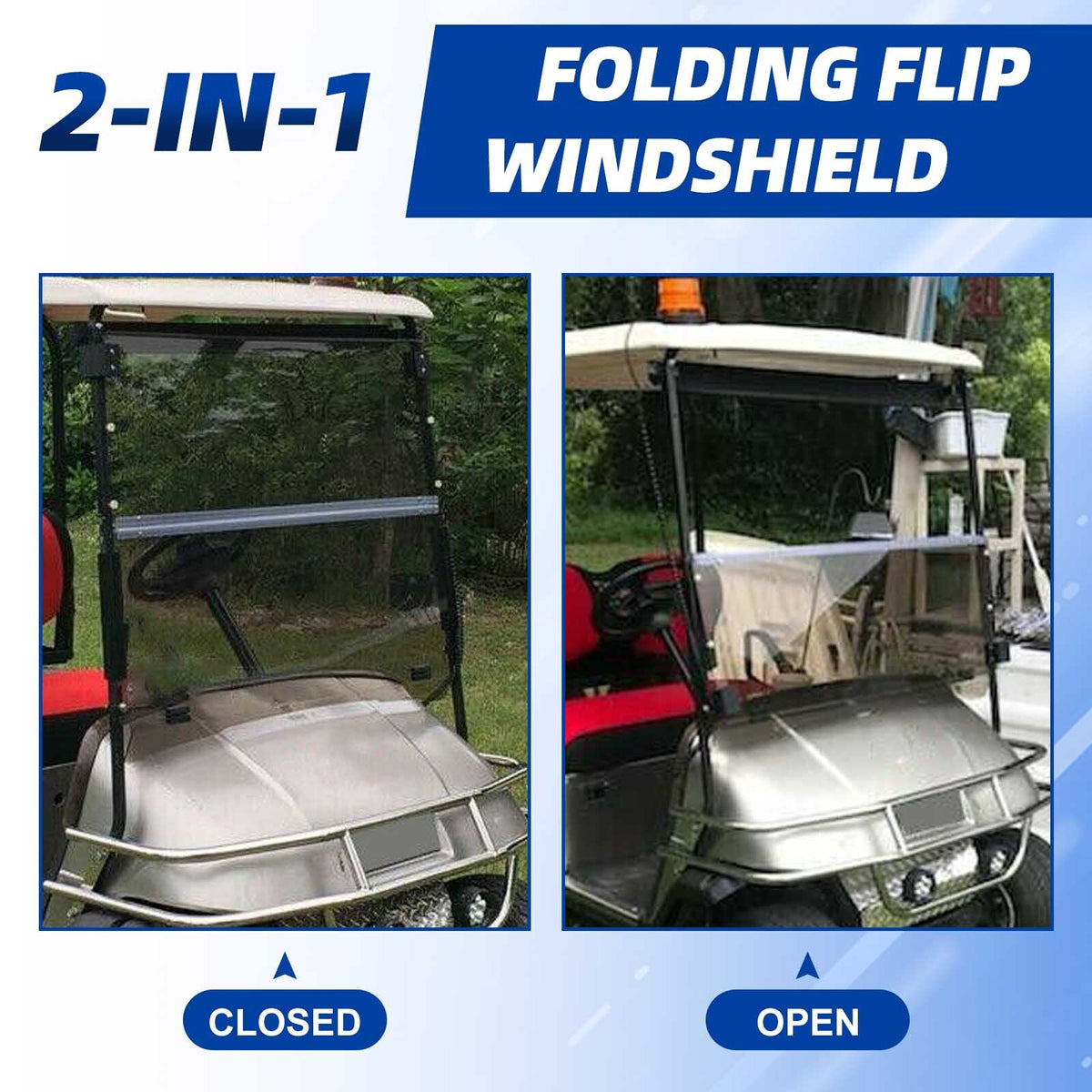 Golf Cart Folding Tinted Windshield for EZGO TXT & Medalist 1994-2014