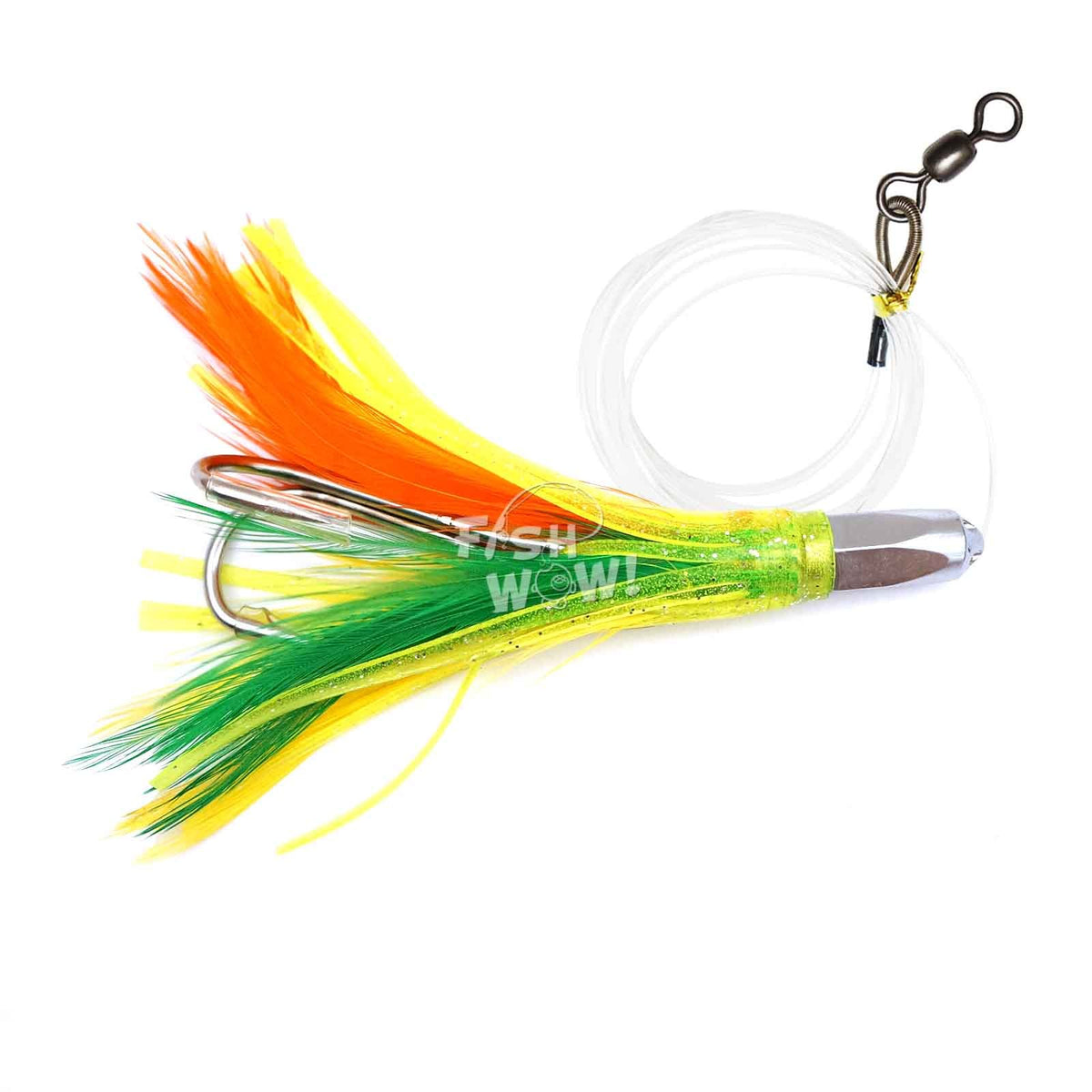 10PCS 4.5-Inch Saltwater Trolling Fish Rigged Bullet Head Feather Lures