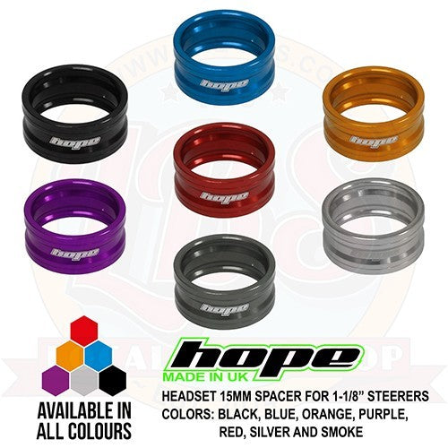 Cycling Bicycle Headset Spacer 15mm All Colors for 1-1/8" Steerer - Hope Space Doctor