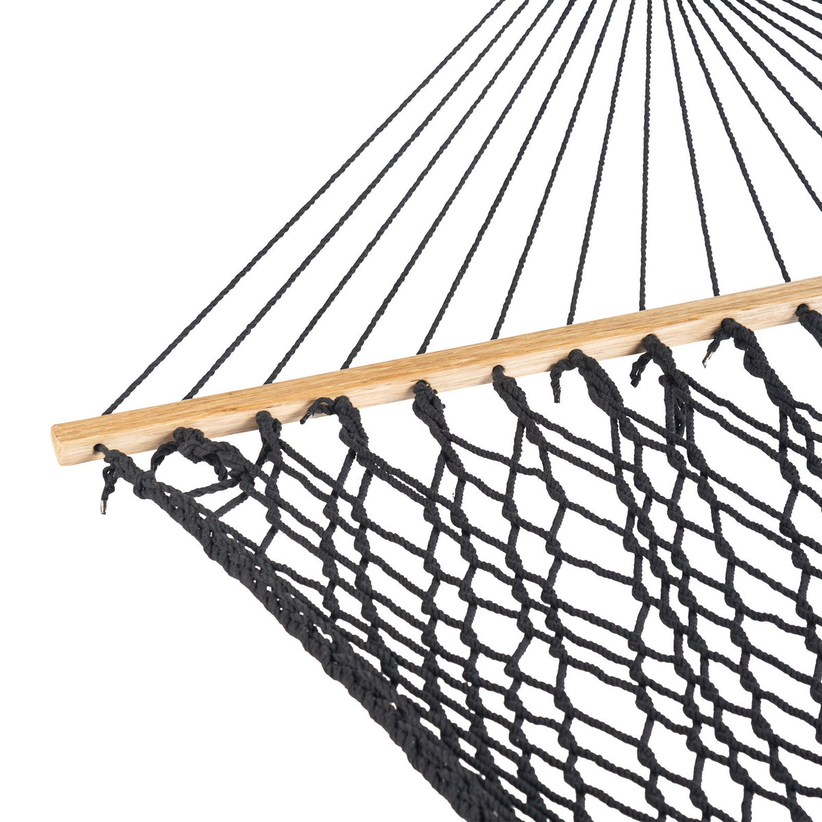 2-Person Cotton Rope Hammock with Spreaders - Black, 80x60 Inches