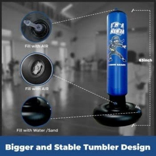 Kids Punching Bag Set 5-in-1 Durable Inflatable Boxing Sack for Children