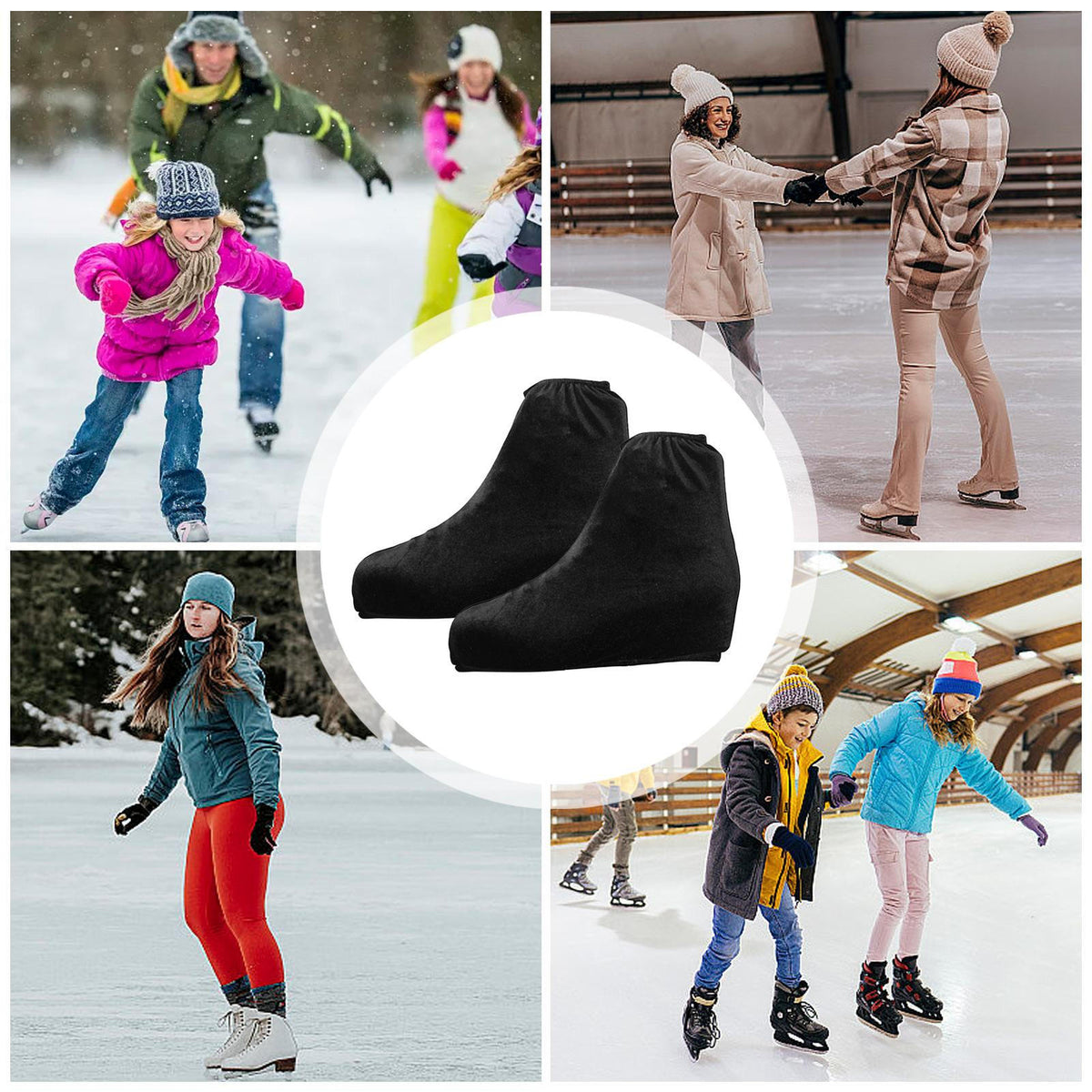 Velvet Ice Skate Boot Covers Pair - Protects & Keeps Feet Warm