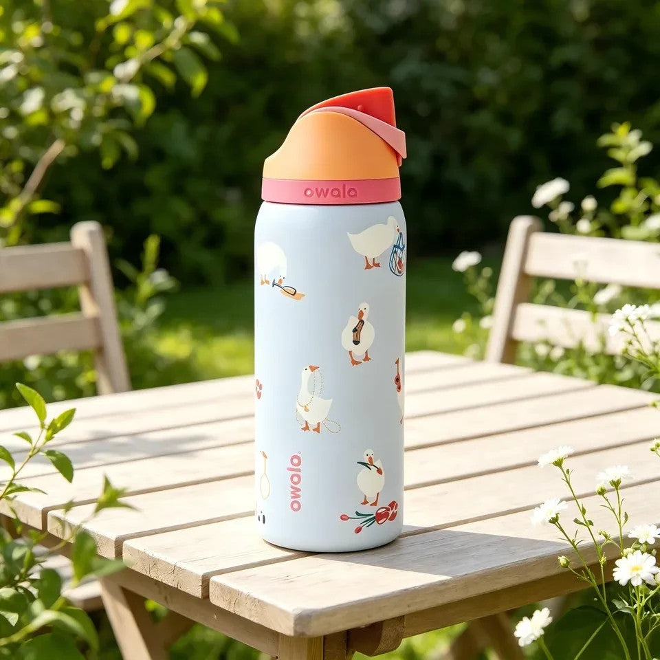 32oz Stainless Steel Water Bottle with Straw Top - Limited Edition Goose Design