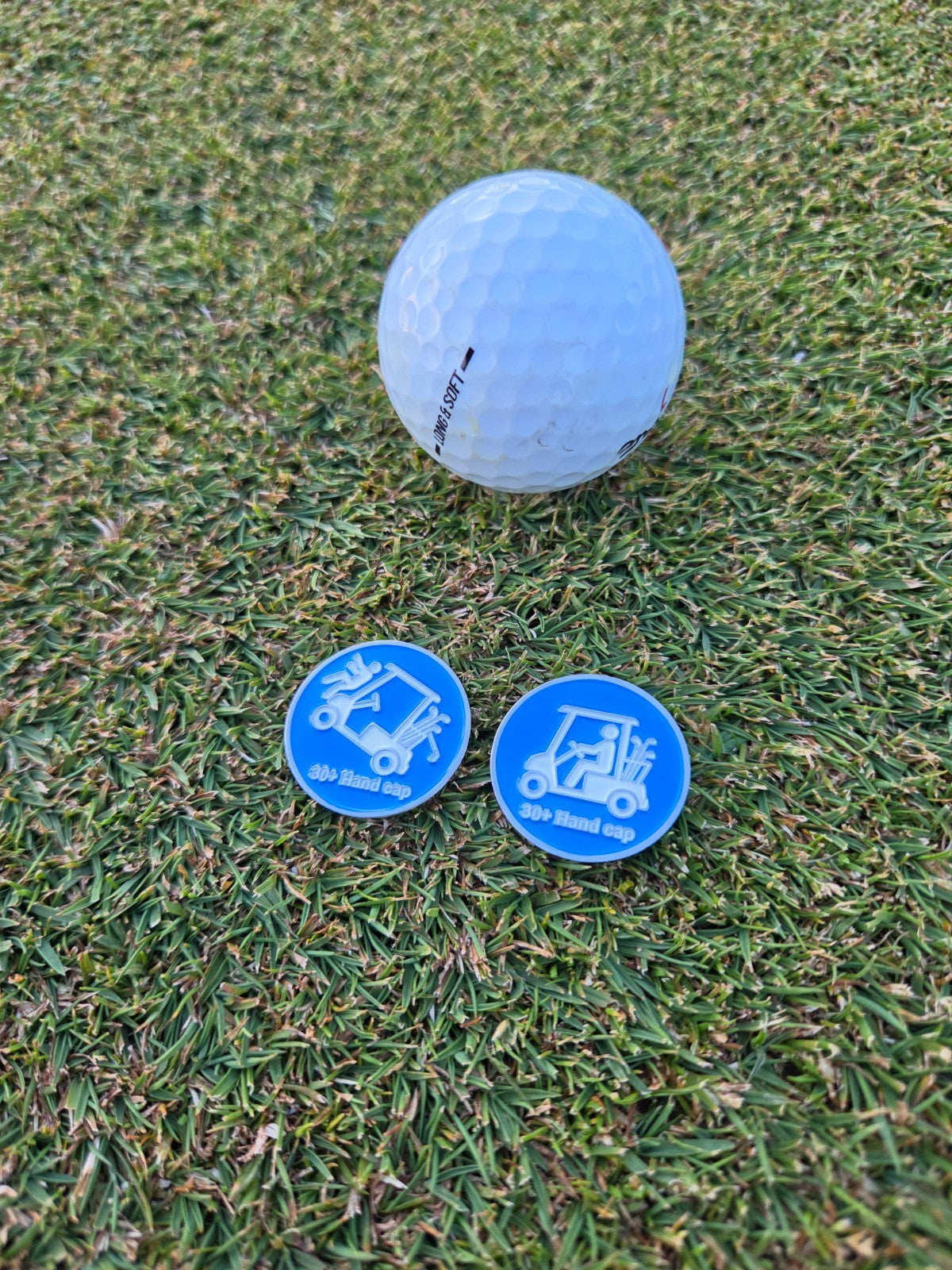 Golf Ball Marker with Handicap Parody Design - Funny Golf Cart Edition