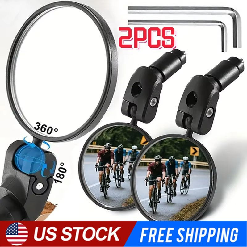 Bike Mirrors 2 Pack - Wide Angle Handlebar Rearview Mirrors for Cycling