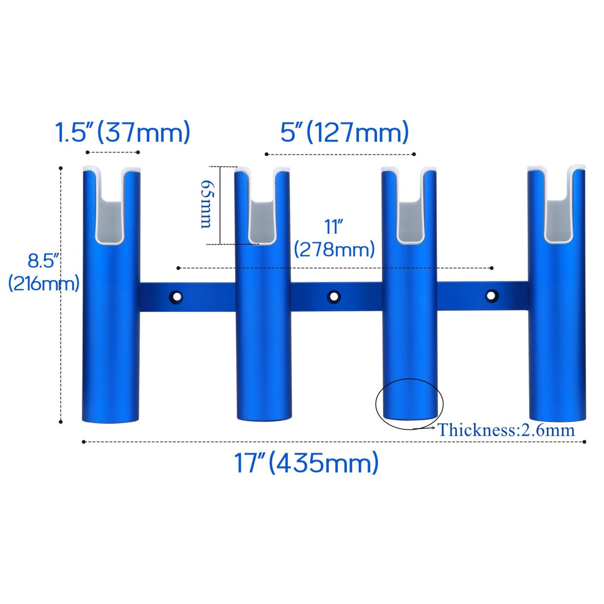 Marine Aluminum Fishing Rod Holder with Multiple Tubes for Boat, Heavy Duty & Corrosion-Resistant