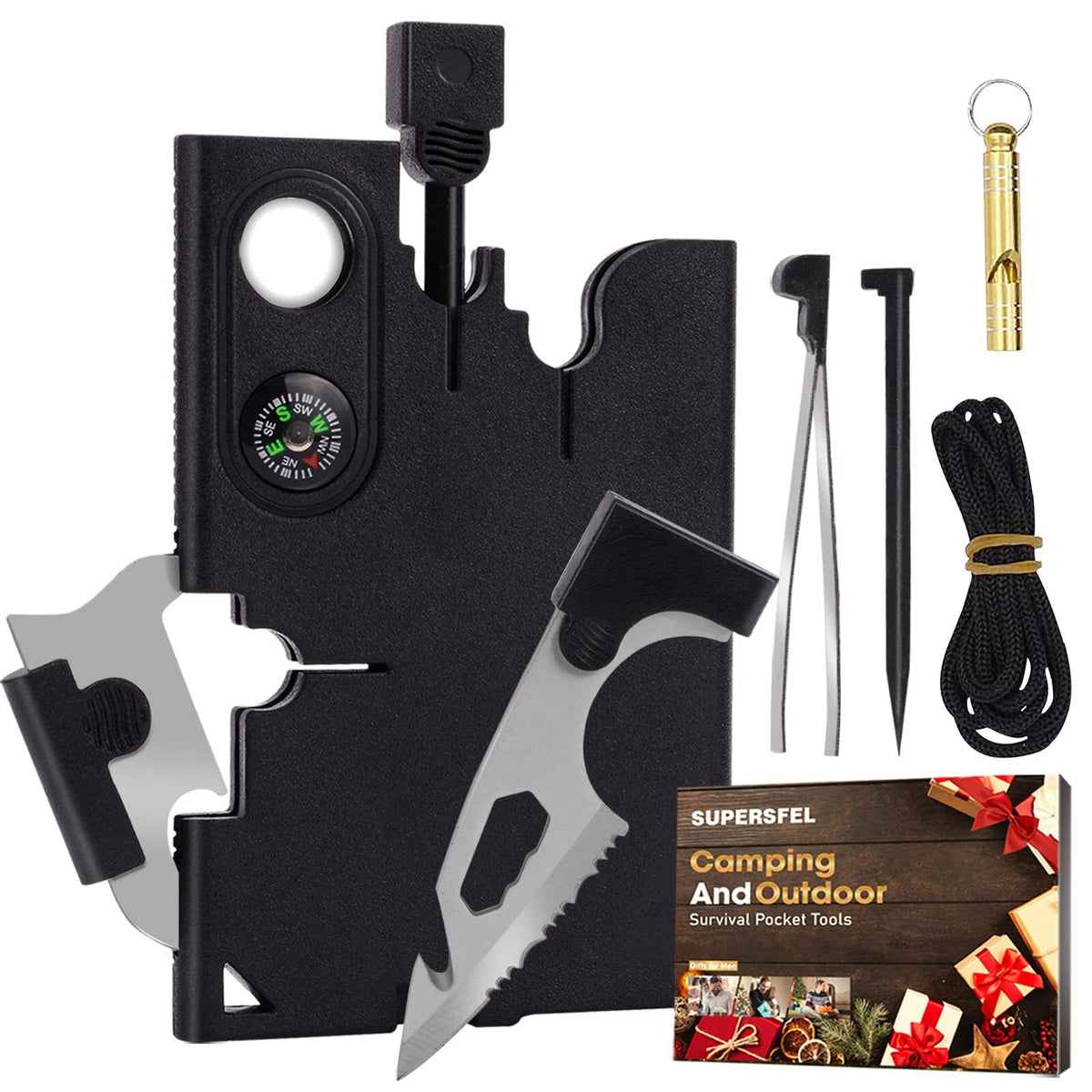 18-in-1 Credit Card Multitool with Screwdrivers, Compass & Bottle Opener – Portable Survival Gadget for Men and Women