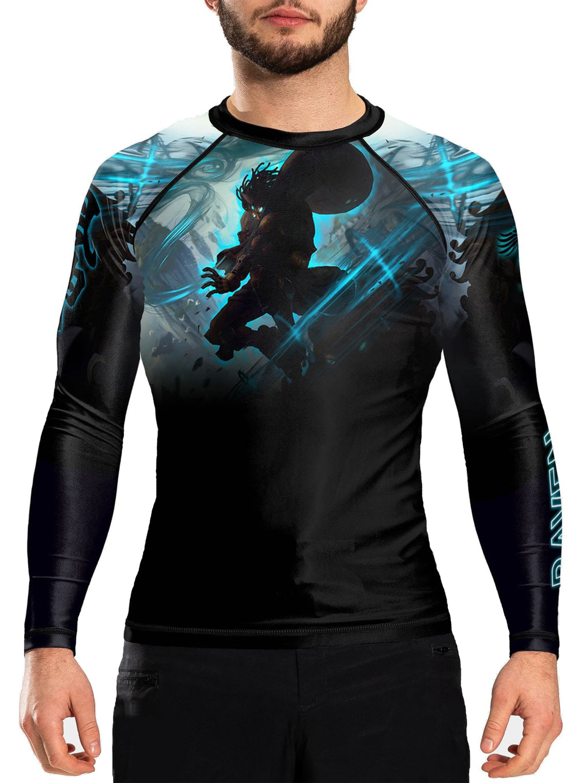 Men's Cybernetic Fujin God of Wind MMA Rash Guard - Black, Breathable & Durable