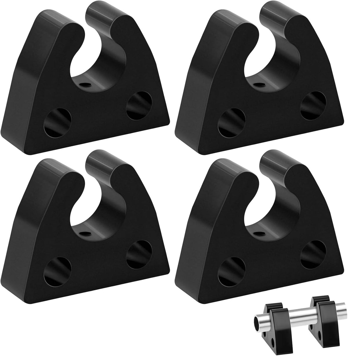 Marine Rubber Pole Light Storage Clips - 3/4 Inch Boat Pole Holders (4 Pack)