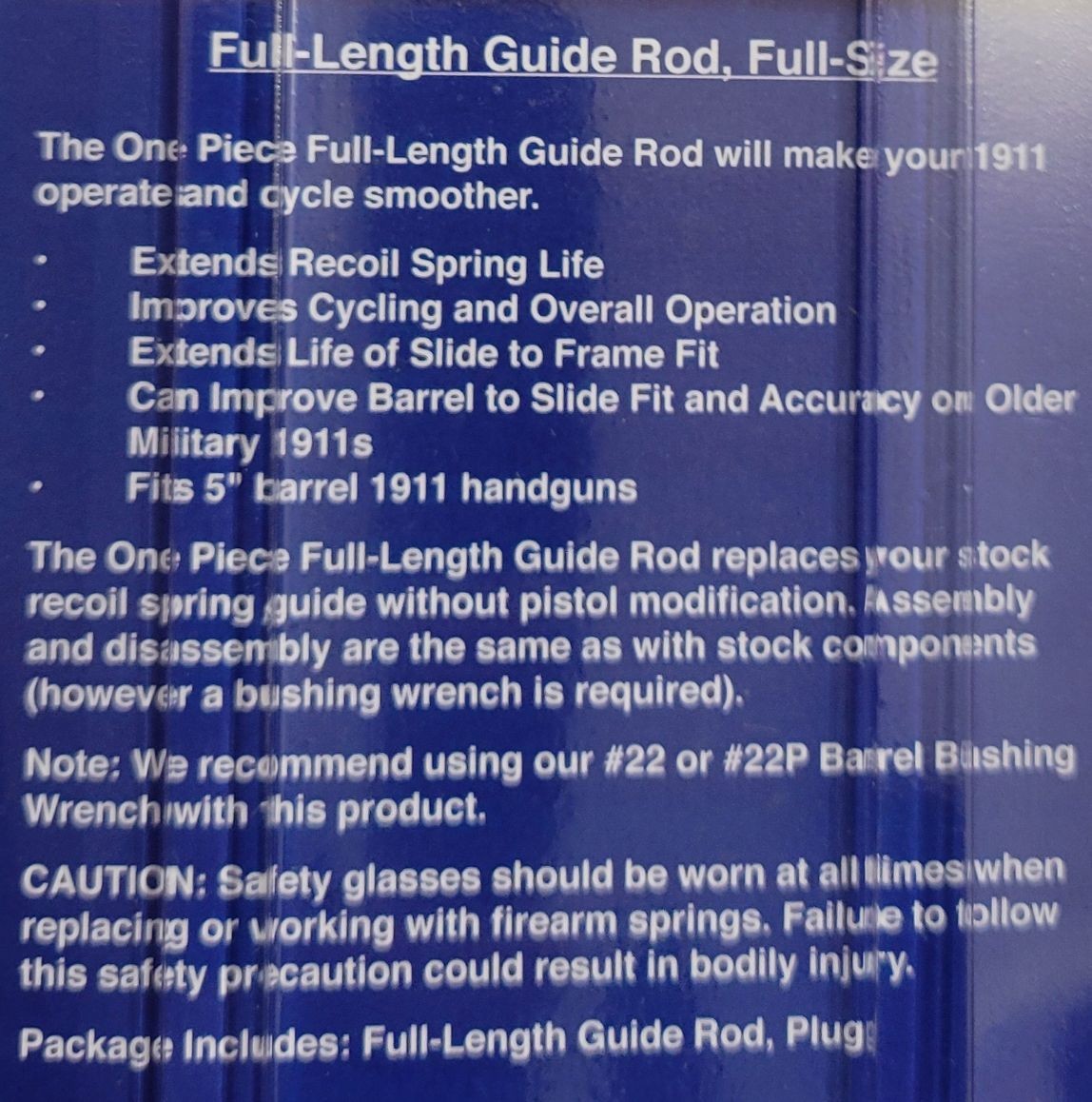 Full Length Guide Rod for 1911 Pistol Stainless Steel Recoil Part - #25G