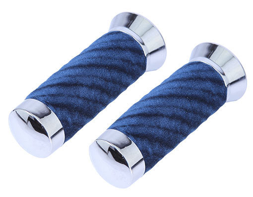 Lowrider Velour Handlebar Grips with Chrome or Gold Caps for Custom Bikes