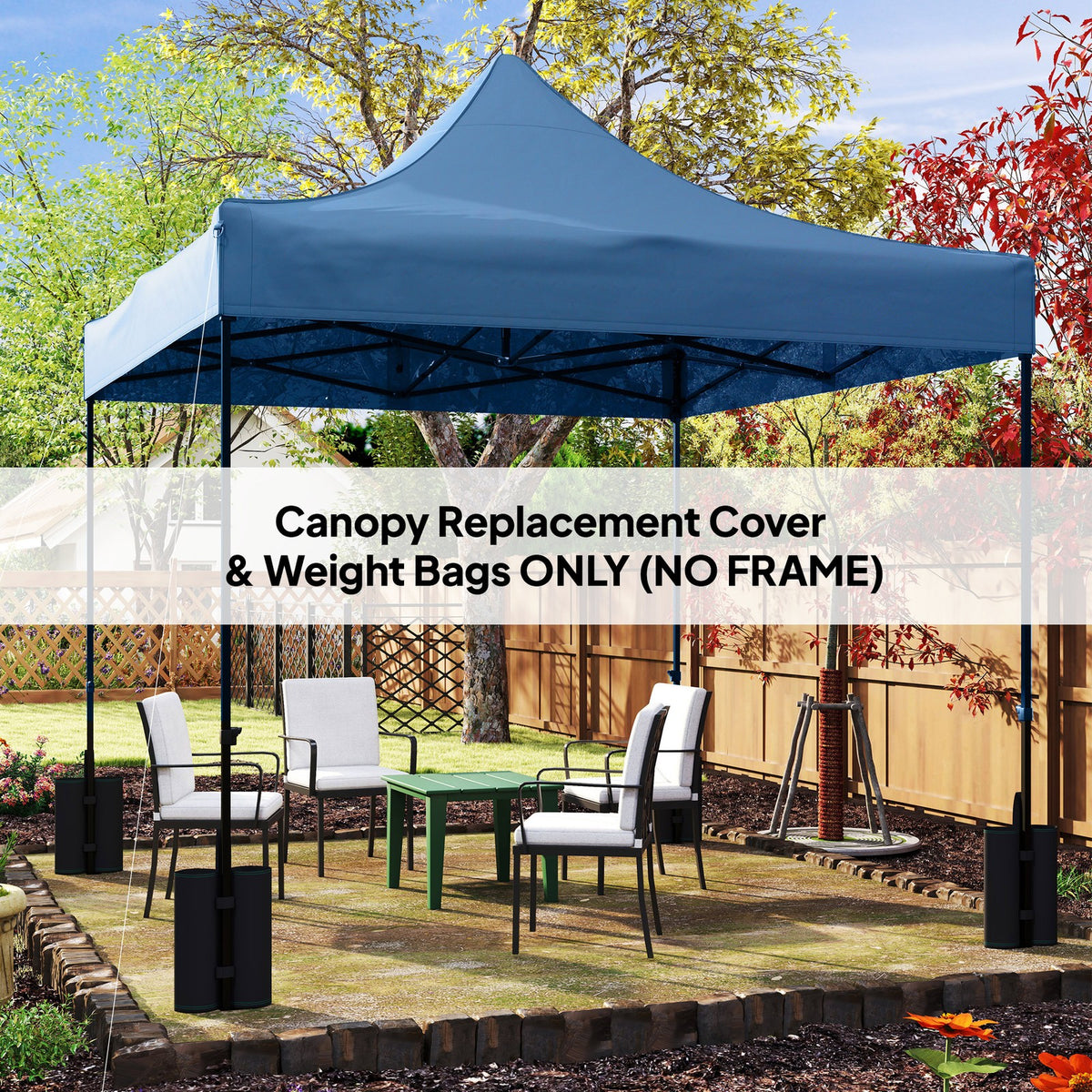 10' x 10' Pop Up Canopy Replacement Top with Weight Bags, Navy Blue