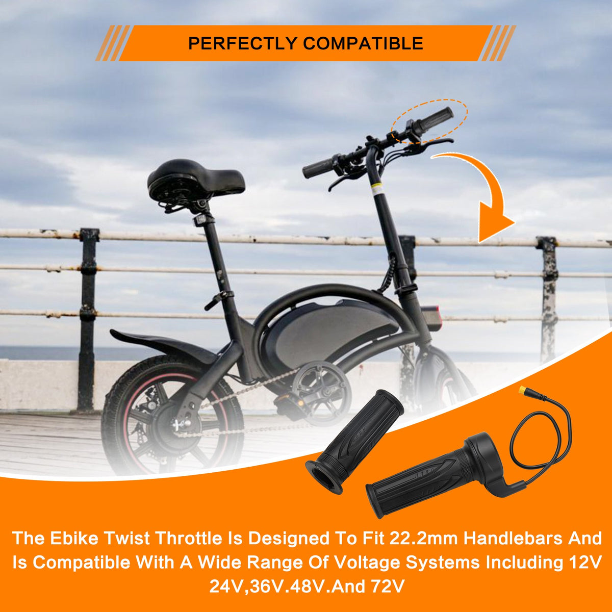 Universal 12V-72V Electric Bicycle Scooter Throttle Grip for Handlebar