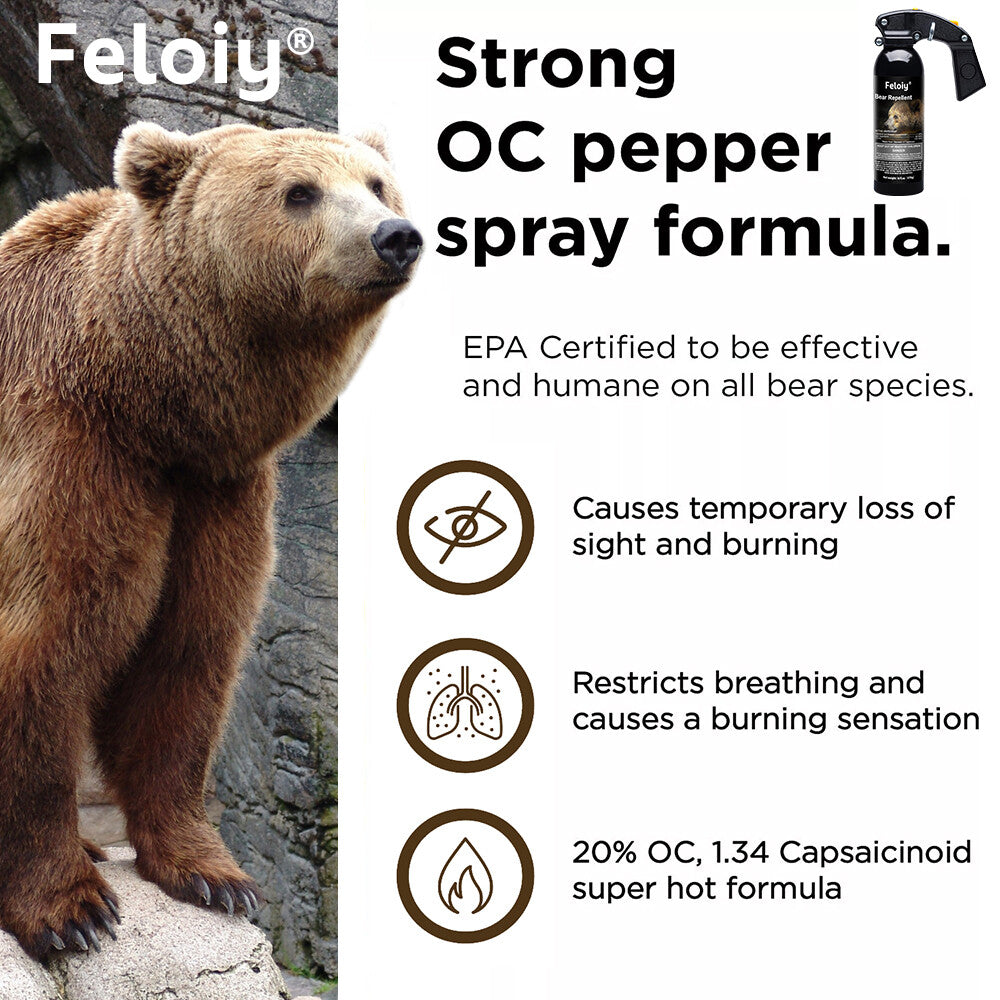 Bear Spray 16 oz - Maximum Strength Self-Defense with Holster